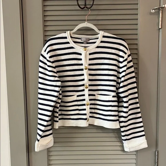 NWT J.Crew New relaxed Emilie sweater lady jacket in stripe Cardigan Sz S - Picture 5 of 9